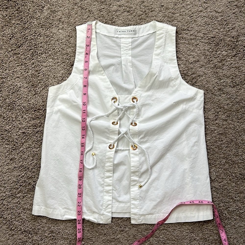 Trina Turk White Lace-Up Women's Top - Picture 6 of 10